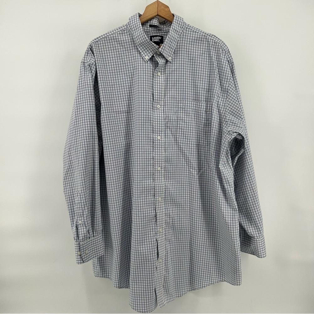 Lands End Supima Pinpoint Cotton Shirt No Iron Traditional Fit Size 18.5 x 36T